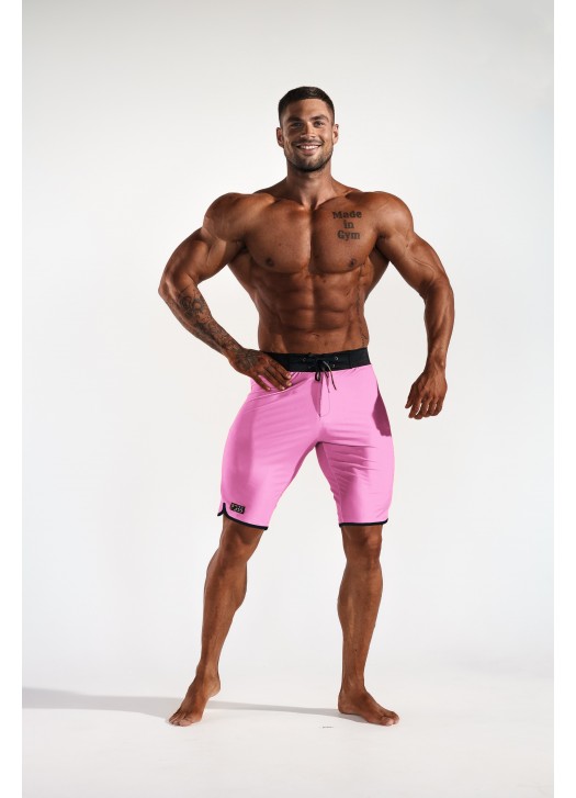 Men's Physique súťažné plavky - Light Pink (čierny spodný lem)